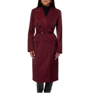 Avec Les Filles Burgundy Trench Coat